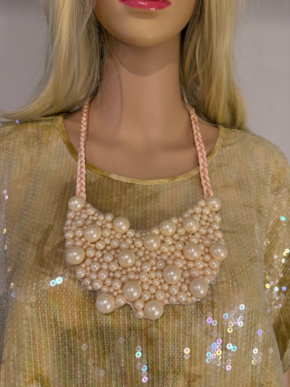 Anthropologie Cascading Orbs Bib Pearl Necklace